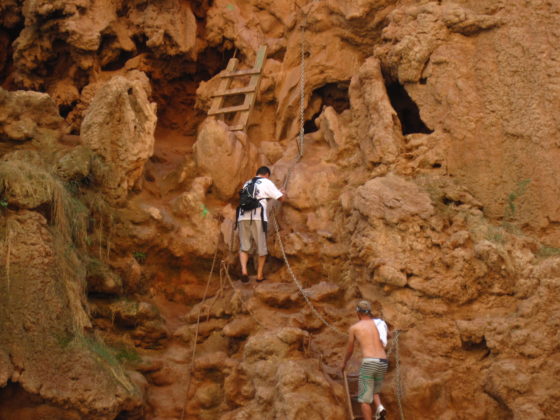 The ladders heading up and out of the Mooney Falls areaThe ladders heading up and out of the Mooney Falls area | Camp Arizona